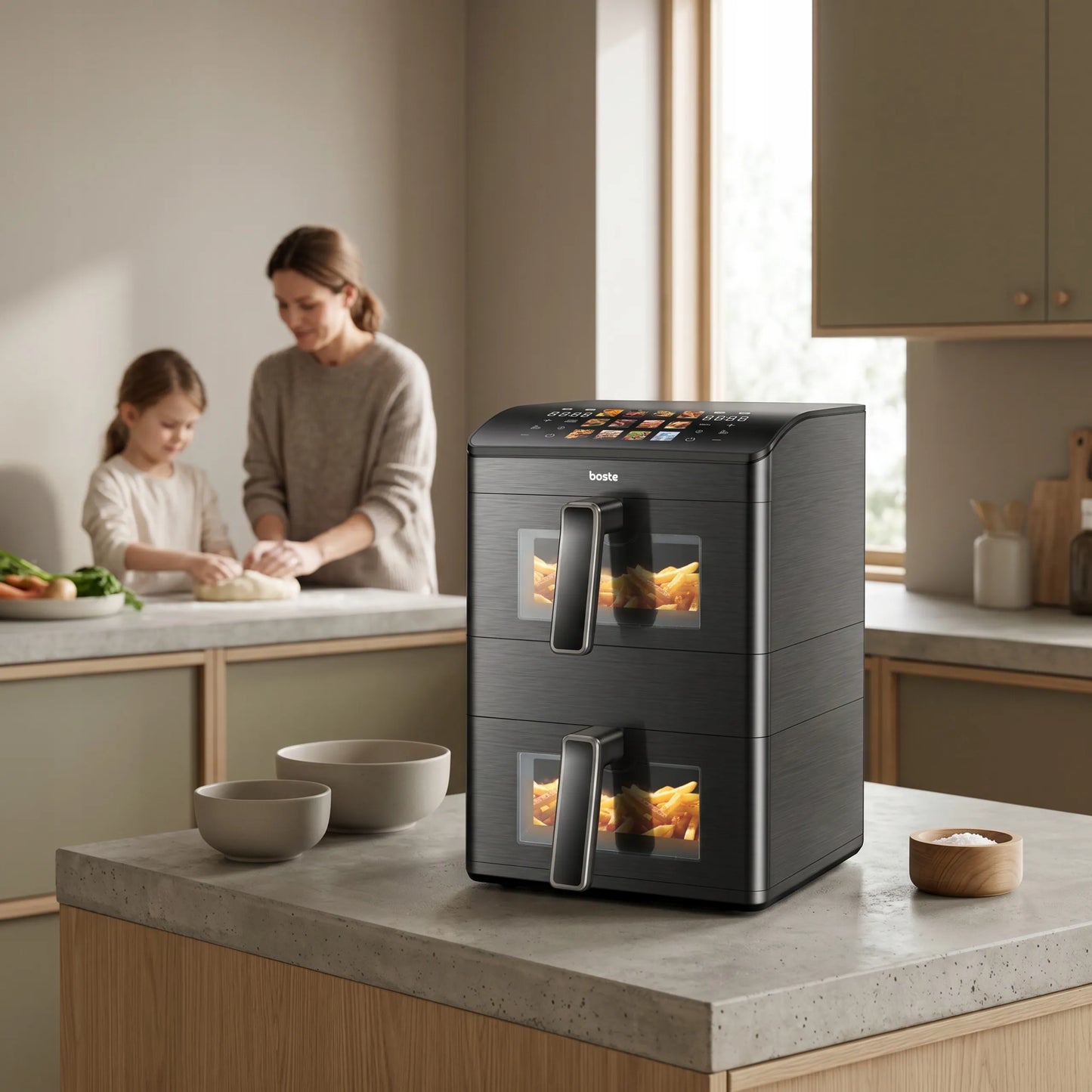 Boste Flavor Cookmaster D8 bekontaktė gruzdintuvė 12L Dual Zone XXL 2 kamerų 3000W