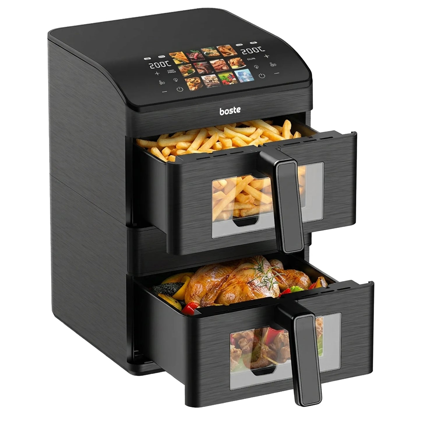 Boste Flavor Cookmaster D8 bekontaktė gruzdintuvė 12L Dual Zone XXL 2 kamerų 3000W