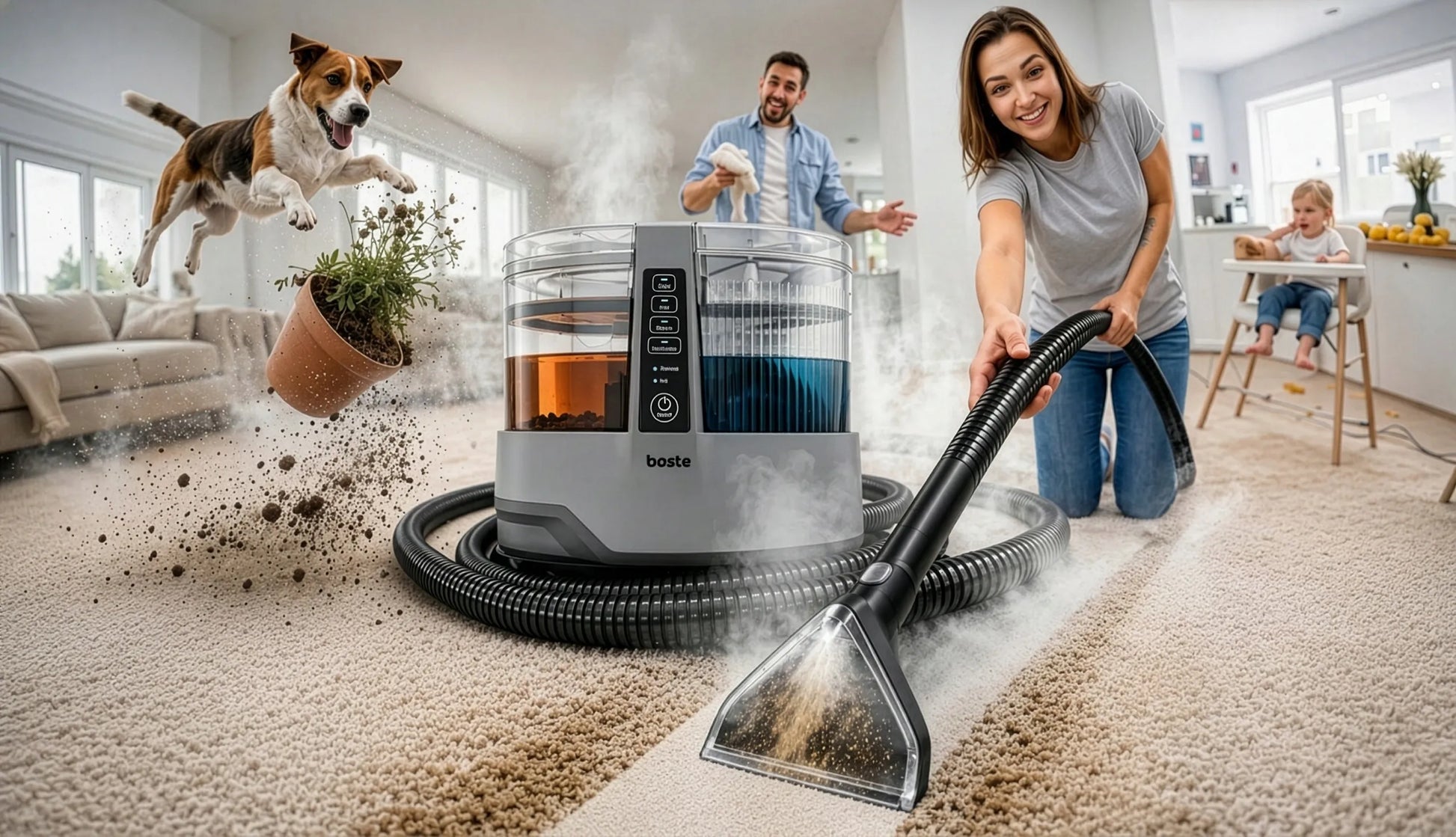 „Boste“ garinis plaunamas dulkių siurblys 17 kPa 1800 W, skirtas apmušalams, kilimams ir automobiliams