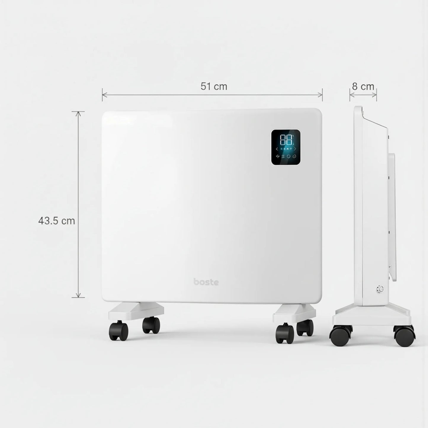 BOSTE išmanusis konvekcinis elektrinis šildytuvas, 1000 W, WiFi, LED