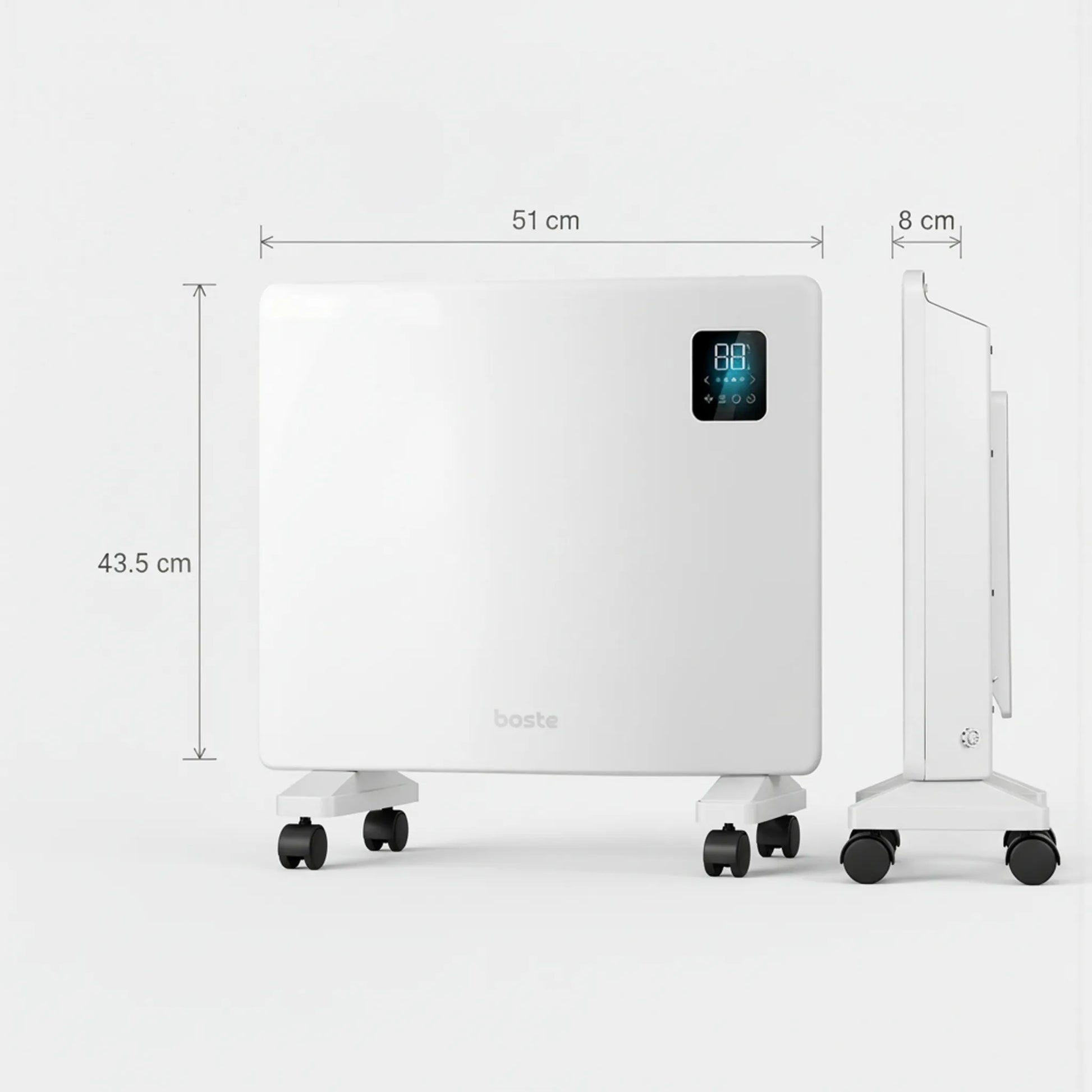 BOSTE išmanusis konvekcinis elektrinis šildytuvas, 1000 W, WiFi, LED