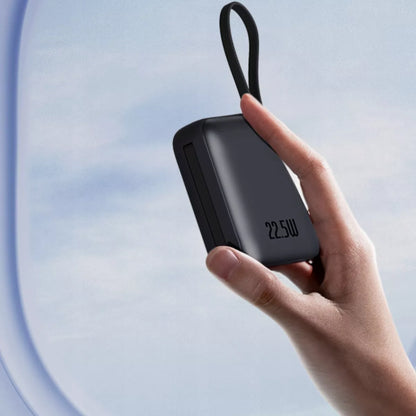 Boste išorinė baterija (power bank) 20000 mAh 22.5W su įmontuotais USB-C, Lightning laidais PD QC