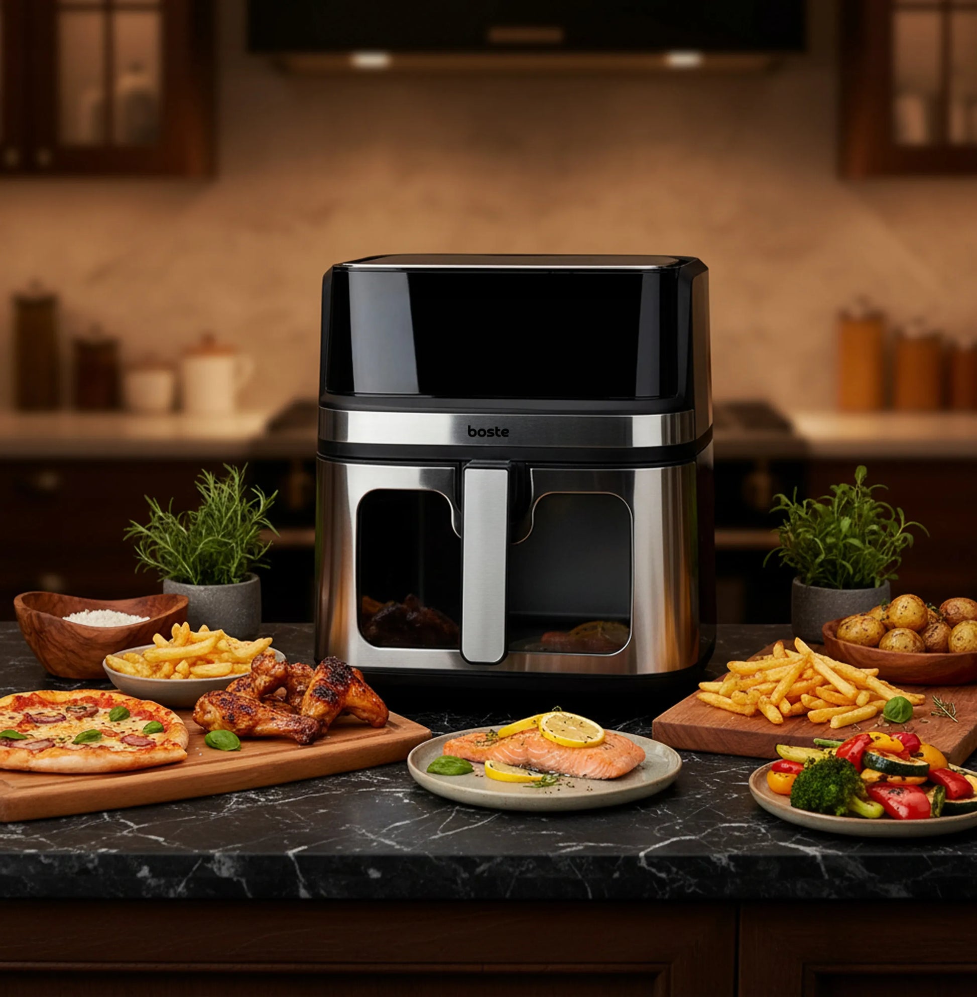 Boste orkaitė be riebalų Airfryer 8L 2200W galinga 10 programų didelė