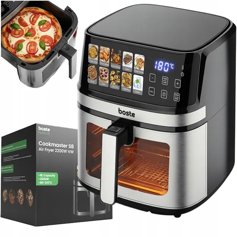 Boste orkaitė be riebalų Airfryer 8L 2200W galinga 10 programų didelė