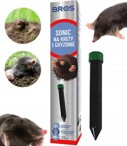 Bros Sonic ultragarsinis kurmių ir graužikų baidytuvas, veikimo spindulys 800 m², atsparus vandeniui