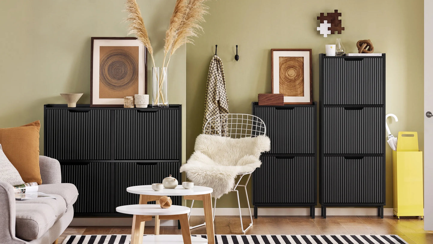 Butėlė su 3 durelėmis prieškambariui, pastatoma, juoda, 50x19 FSR177-H-SCH