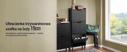 Butėlė su 3 durelėmis prieškambariui, pastatoma, juoda, 50x19 FSR177-H-SCH