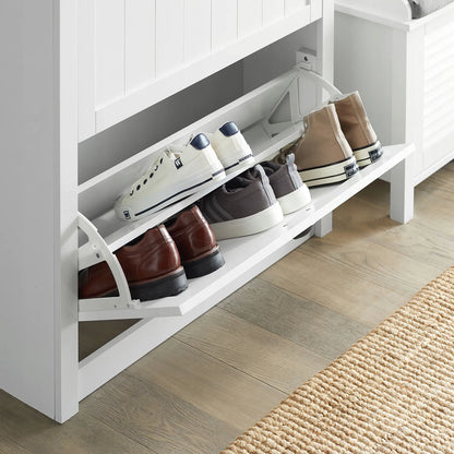 Butėliu spintelė SoBuy batams, 2 durelės, 80x24x110 cm, balta