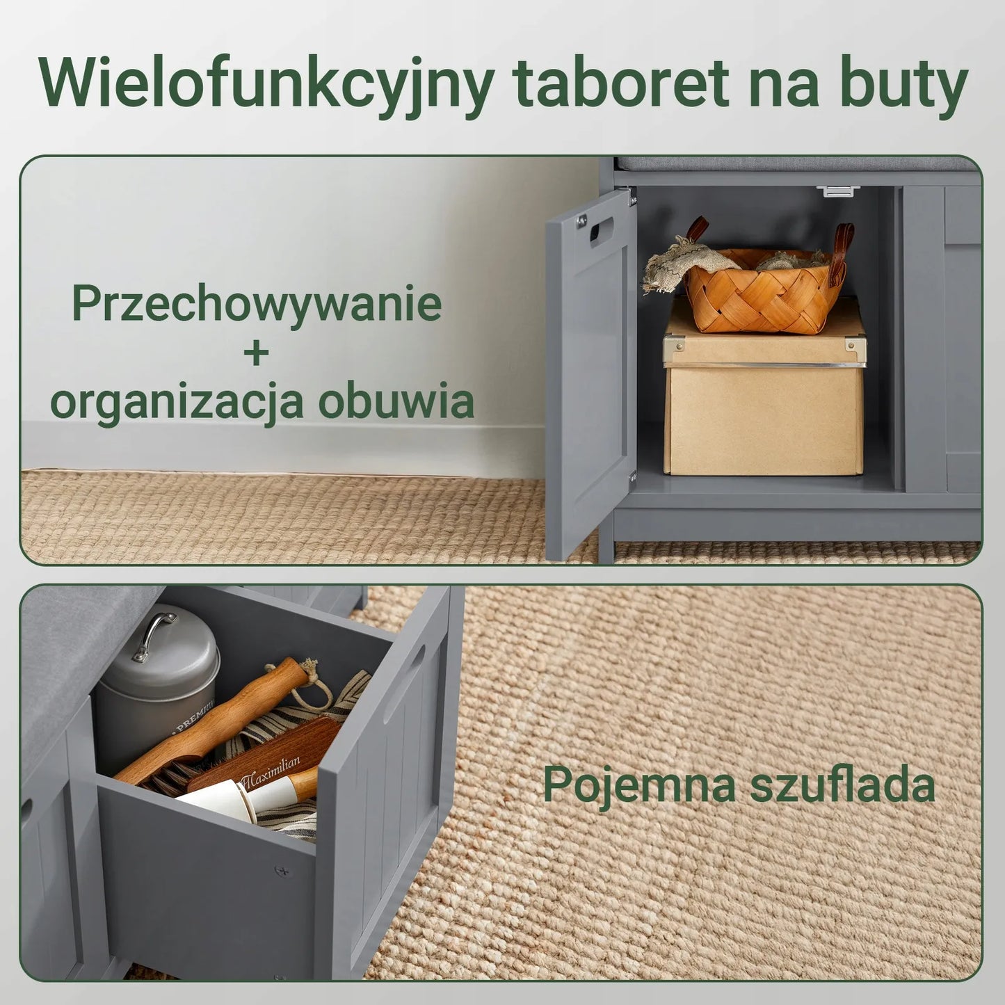 Butėlių spintelė su stalčiumi suolelis komoda organizatorius prieškambariui 90cm FSR80-SG