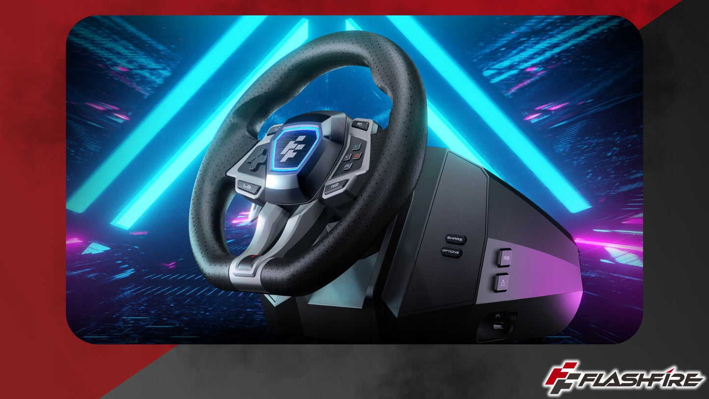 Žaidimų vairas FLASHFIRE IMOLA F107 6 pavaros 900° PC PS5 PS4 Xbox