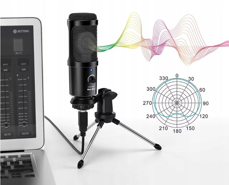 Mikrofonas New Bee USB kompiuteriui talpinis žaidimų stalinis + stovas