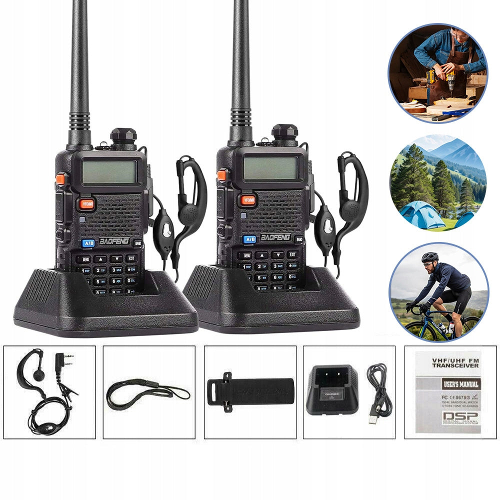 2 vnt. Baofeng UV-5R OEM HTQ RADIOTELEFONINIS SIŲSTUVAS-IMTUVAS SKENERIS