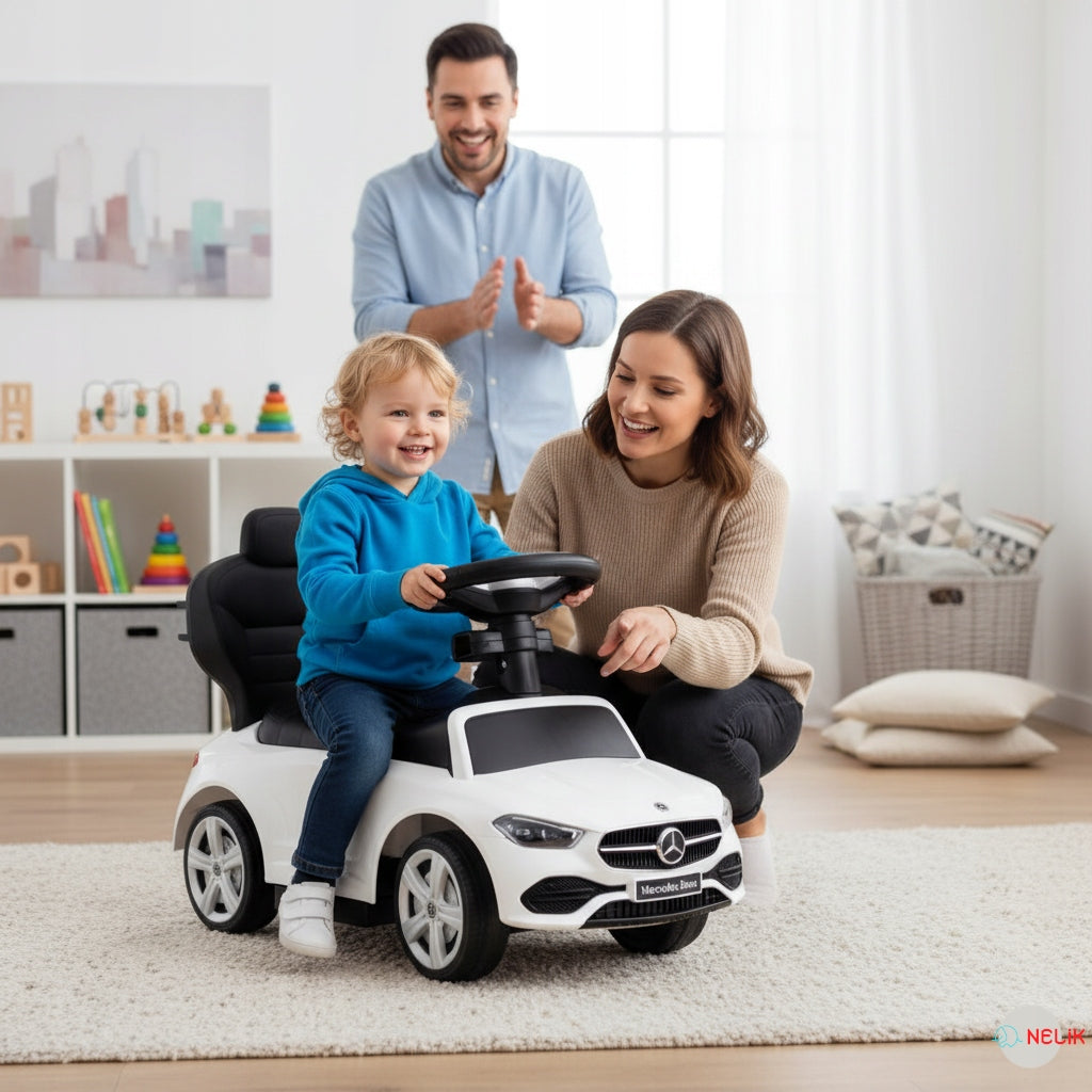 3in1 VAIKIŠKAS AUTOMOBILIS MERCEDES AMG, STUMDUKAS, VAIKŠTYNĖ, MAŠINYTYTĖ SU MINKŠTA SĖDYNE