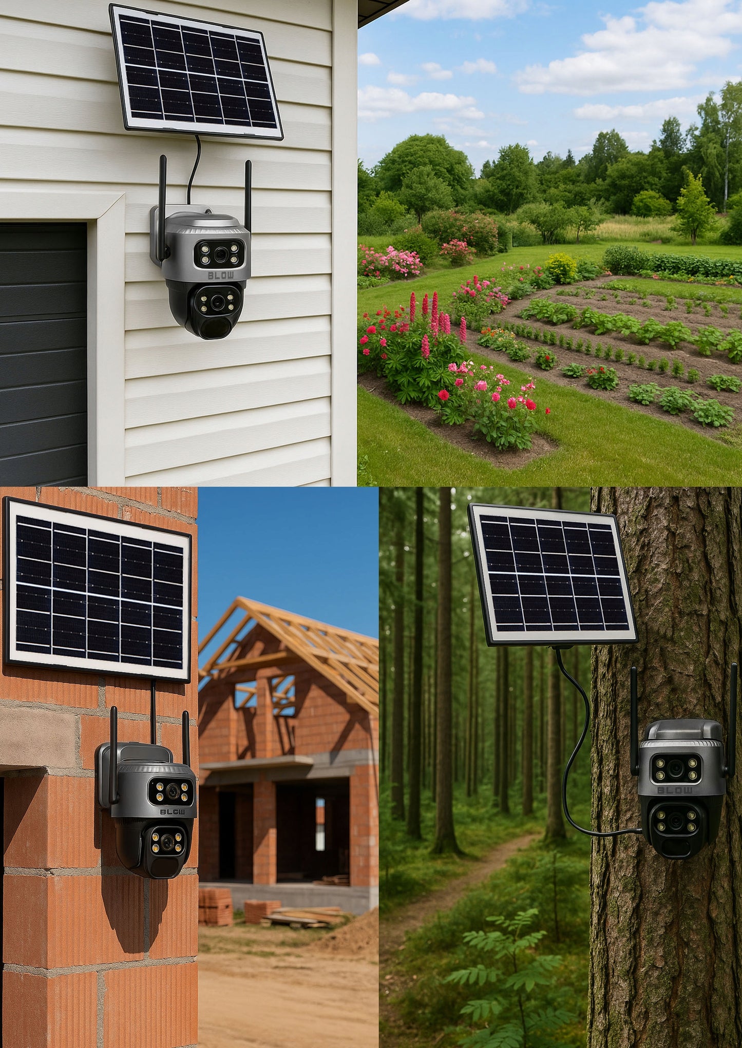 Saulės energija maitinama lauko WiFi IP kamera, 4MP, 2 objektyvai, belaidė, išmanioji, IP66