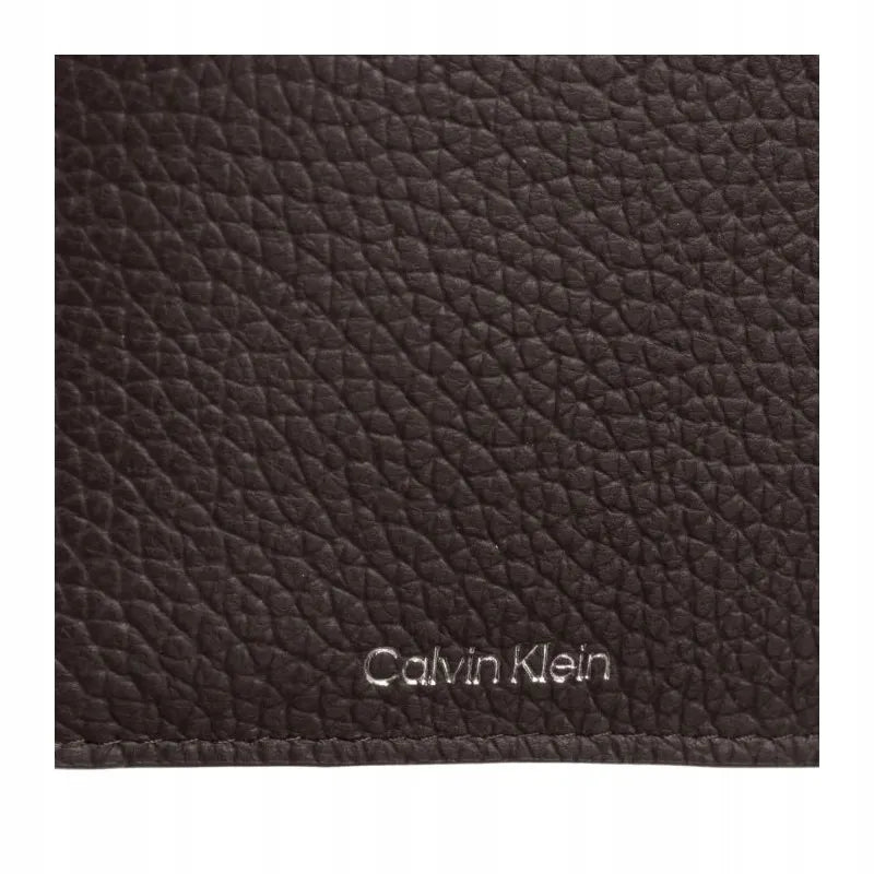 Calvin Klein vyriška piniginė iš natūralios odos, ruda, „Foil Emboss EW Bill Fold Coin“, LV04D1061G