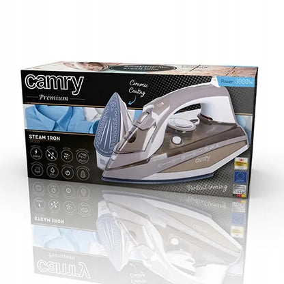 Camry CR 5018 savaime išsivalantis garinis lygintuvas su keraminiu padu, 3000 W, ANTI-DRIP, ANTI-CAL, automatinis išjungimas