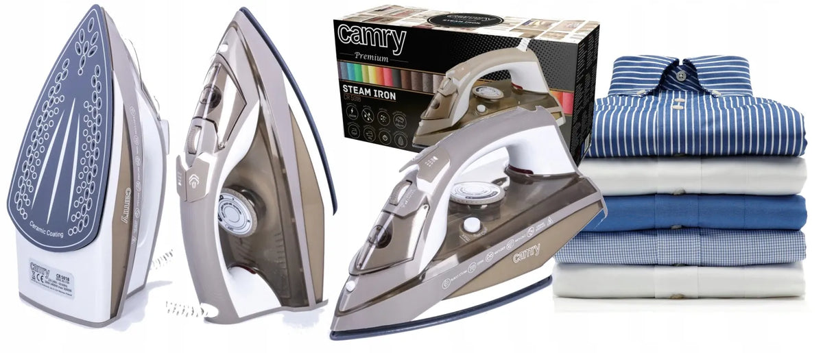 Camry CR 5018 savaime išsivalantis garinis lygintuvas su keraminiu padu, 3000 W, ANTI-DRIP, ANTI-CAL, automatinis išjungimas