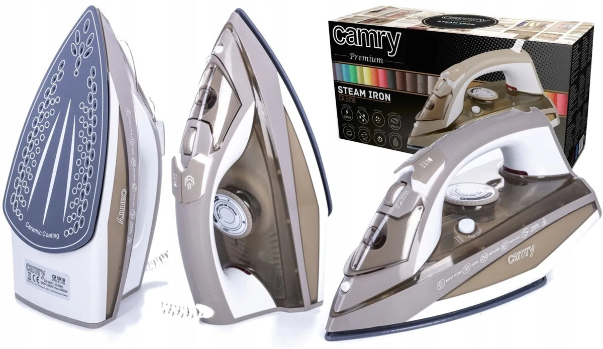 Camry CR 5018 savaime išsivalantis garinis lygintuvas su keraminiu padu, 3000 W, ANTI-DRIP, ANTI-CAL, automatinis išjungimas