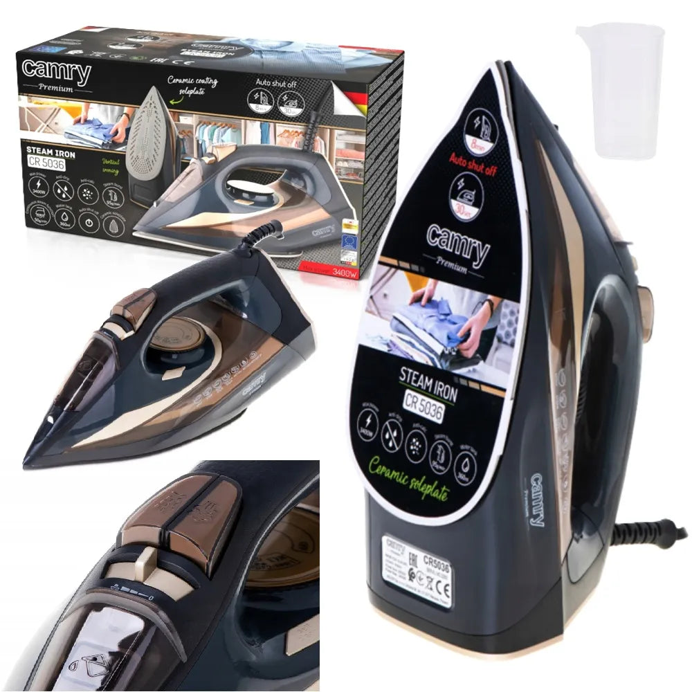 „Camry CR5036“ keraminis garinis lygintuvas, 3400 W, su savaiminio išsivalymo funkcija ir apsauga nuo lašėjimo