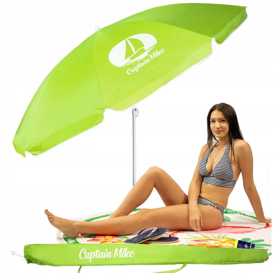 Captain Mike paplūdimio skėtis su UV UPF50+ filtru, sulankstomas, 160 cm, žalias
