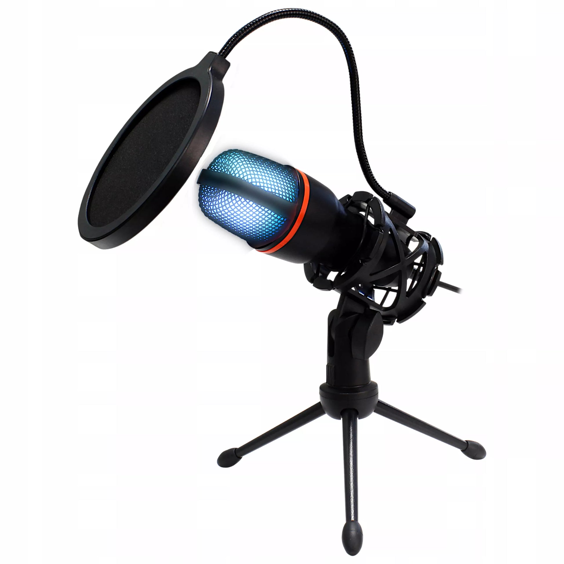 Kompiuterinis kondensatorinis žaidimų, studijinis, karaoke mikrofonas su USB ir filtru