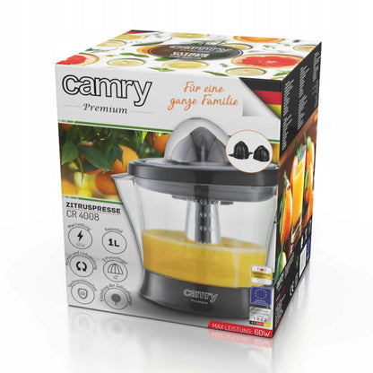 Citrusų sulčiaspaudė virtuvei 60 W, dvikryptė, 2 kūgiai, 1 l talpa