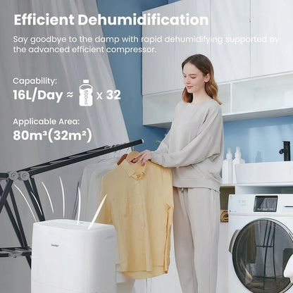 COMFEE Easy Dry 16 oro sausintuvas, baltas, 4 režimai, iki 16 l per parą, 29–44 m², 440 W