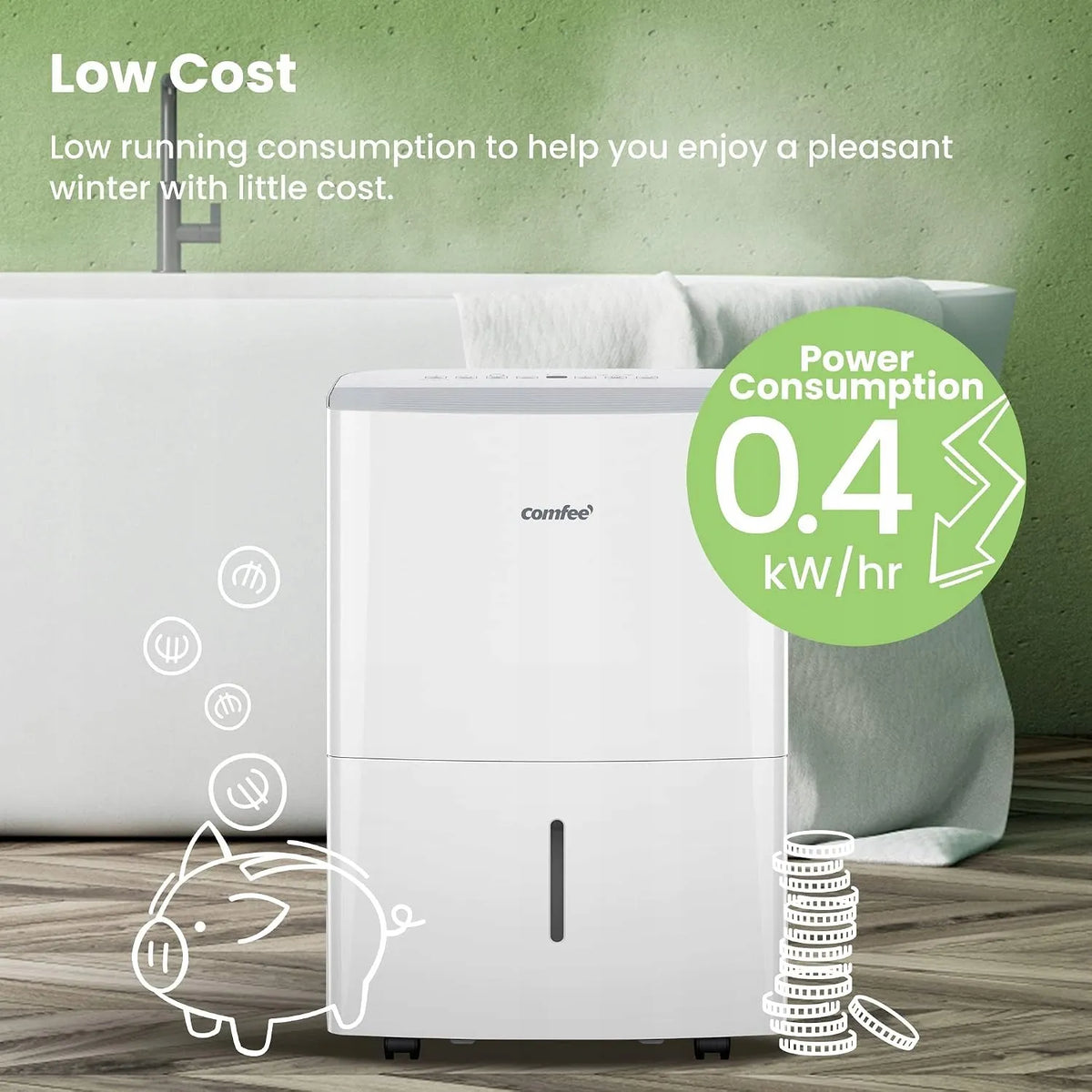 COMFEE Easy Dry 16 oro sausintuvas, baltas, 4 režimai, iki 16 l per parą, 29–44 m², 440 W
