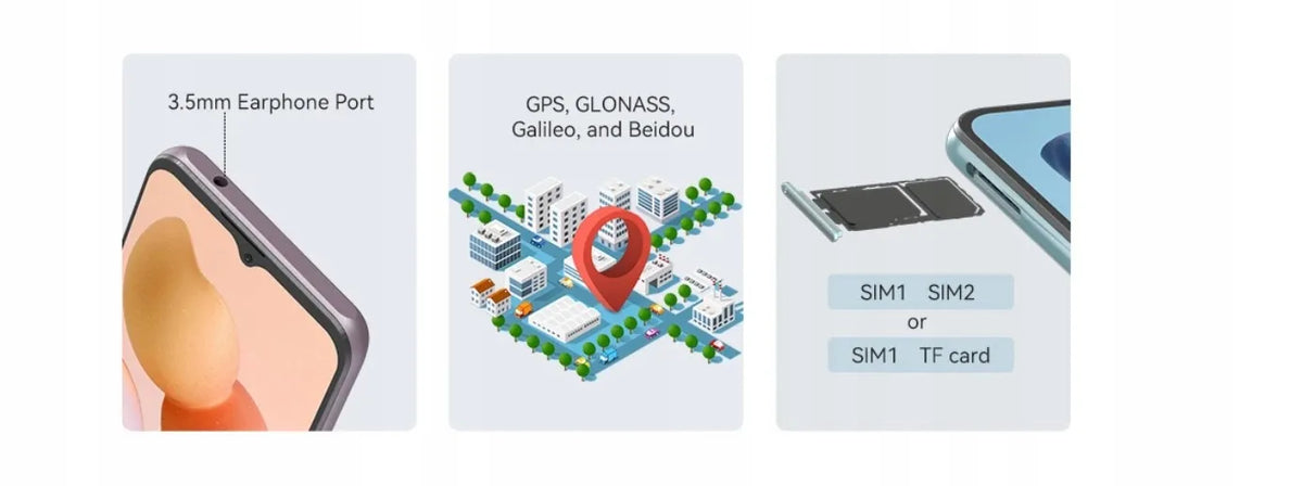 „Cubot A10“ išmanusis telefonas, 6,56″, 12/128 GB, „Dual SIM“, LTE, „Android 14“ + dėklas + apsauginė plėvelė
