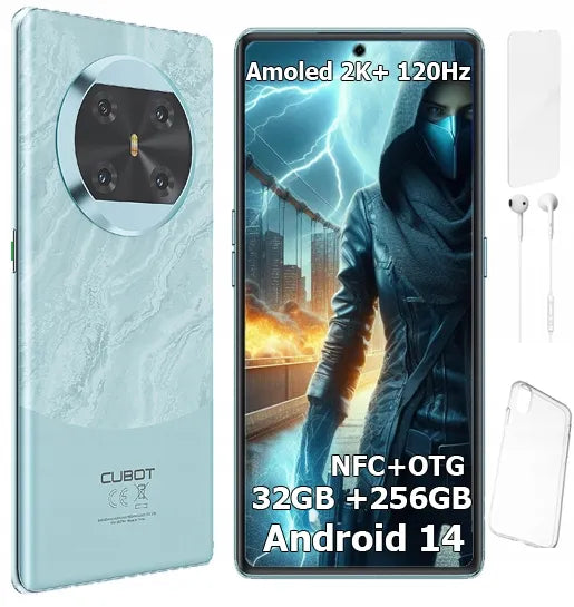 „Cubot X90“ išmanusis telefonas, 32/256 GB, dvi SIM kortelės, AMOLED 2K+, „Android 14“, NFC, žalias