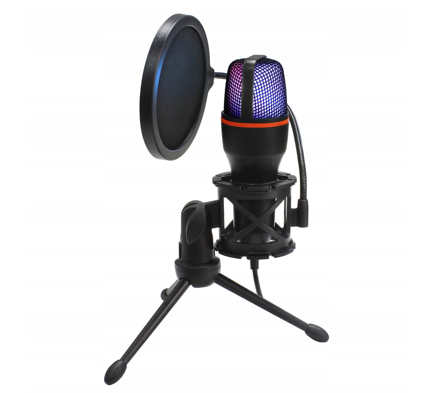 Kompiuterinis kondensatorinis žaidimų, studijinis, karaoke mikrofonas su USB ir filtru