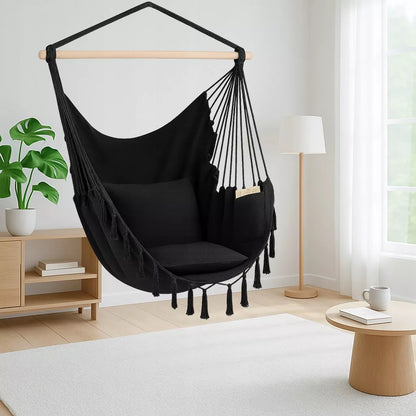 BOHO pakabinamas krėslas Braziliška kėdė sodo hamakas balkonui JUODAS