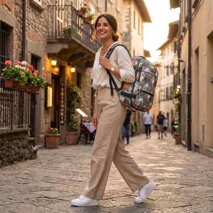 Daugiafunkcinė kelioninė kuprinė Paolo Peruzzi, moro rašto, talpi