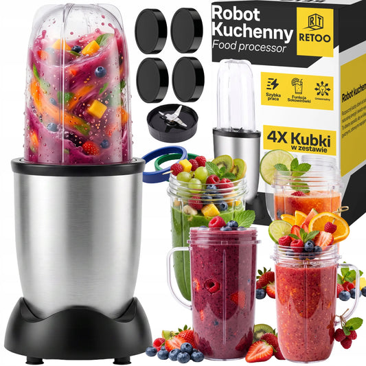 Daugiafunkcis virtuvinis kombainas-blenderis su ąsočiu, 600W, + 2 dideli 470 ml puodeliai