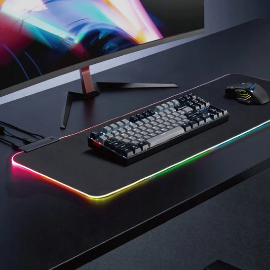 Daugiaspandexė kilimėlis pelei biurui, RGB kilimėlis su USB šakotuvu, 80 × 30 cm