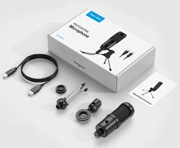 Mikrofonas New Bee USB kompiuteriui talpinis žaidimų stalinis + stovas