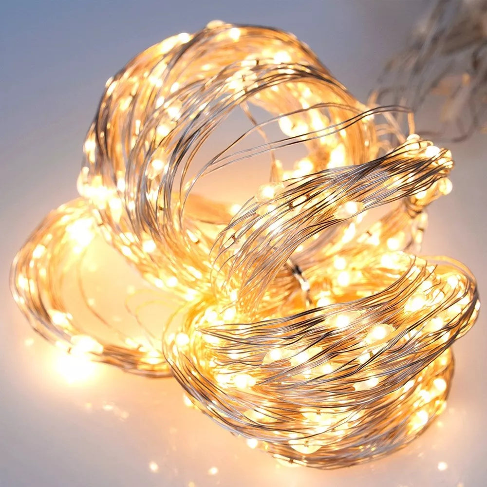 Dekoracinė LED šviesų užuolaida langui, šilta balta šviesa, 300 LED, 3x3m su pulteliu