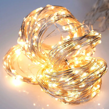 Dekoracinė LED šviesų užuolaida langui, šilta balta šviesa, 300 LED, 3x3m su pulteliu