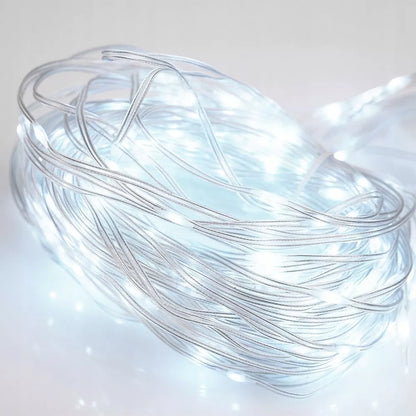 Dekoratyvinė šviečianti užuolaida 300 LED, šaltai balta, 3x3m su pulteliu