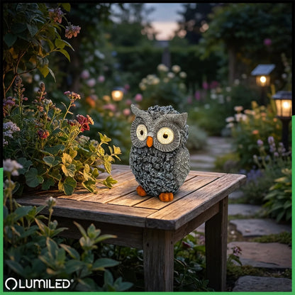 Dekoratyvinis LED saulės šviestuvas Lumiled Pelėda sodo terasai