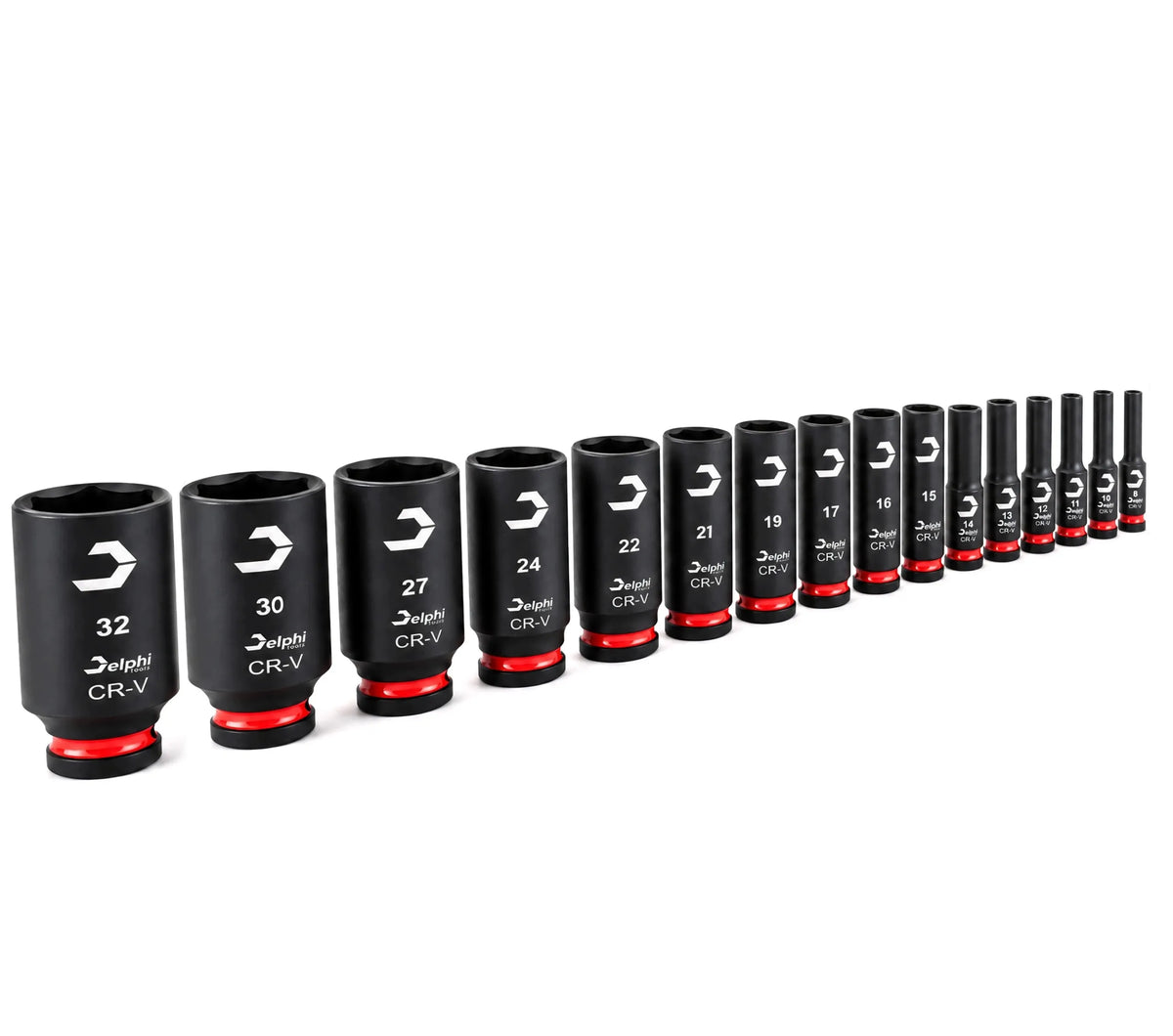 Delphi Tools ilgos smūginės galvutės 1/2″, 8–32 mm, 16 vnt.