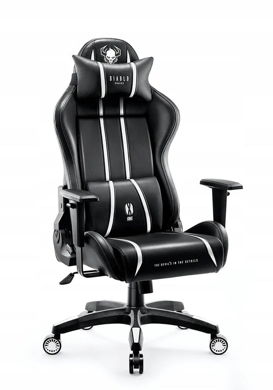 DIABLO X-One 2.0 Normal besiūlė dirbtinės odos žaidimų kėdė, juoda ir balta