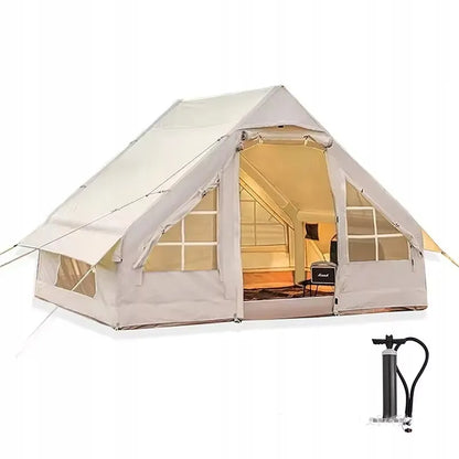 DIDELĖ PRIPUČIAMA KEMPINGO PALAPINĖ 4 ASMENIMS SU POMPA 6.3m2 300x210CM