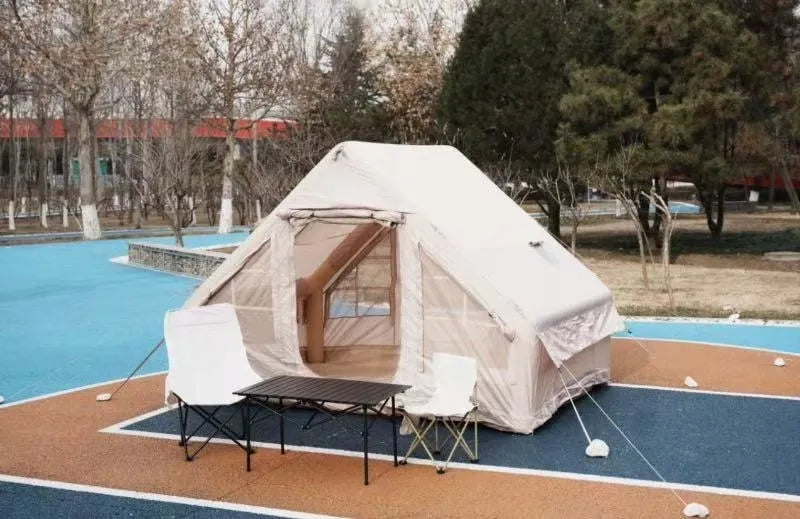DIDELĖ PRIPUČIAMA KEMPINGO PALAPINĖ 4 ASMENIMS SU POMPA 6.3m2 300x210CM