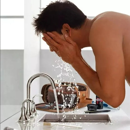 Didelė ruda vyriška kelioninė kosmetinė iš PU odos