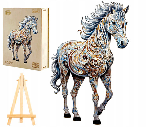 DIDELĖS MEDINĖS DĖLIONĖS 230 ELEMENTŲ ZEBRA MEDINĖJE DĖŽUTĖJE