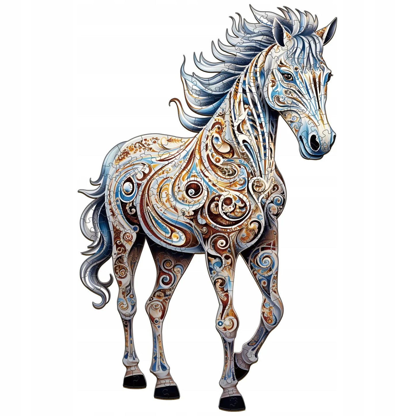 DIDELĖS MEDINĖS DĖLIONĖS 230 ELEMENTŲ ZEBRA MEDINĖJE DĖŽUTĖJE