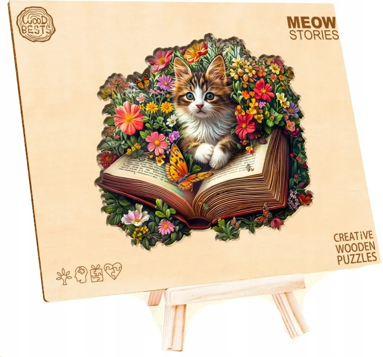 DIDELĖS MEDINĖS DĖLIONĖS 235 ELEMENTŲ „MIAUCZĄCE HISTORIE“ MEDINĖJE DĖŽUTĖJE