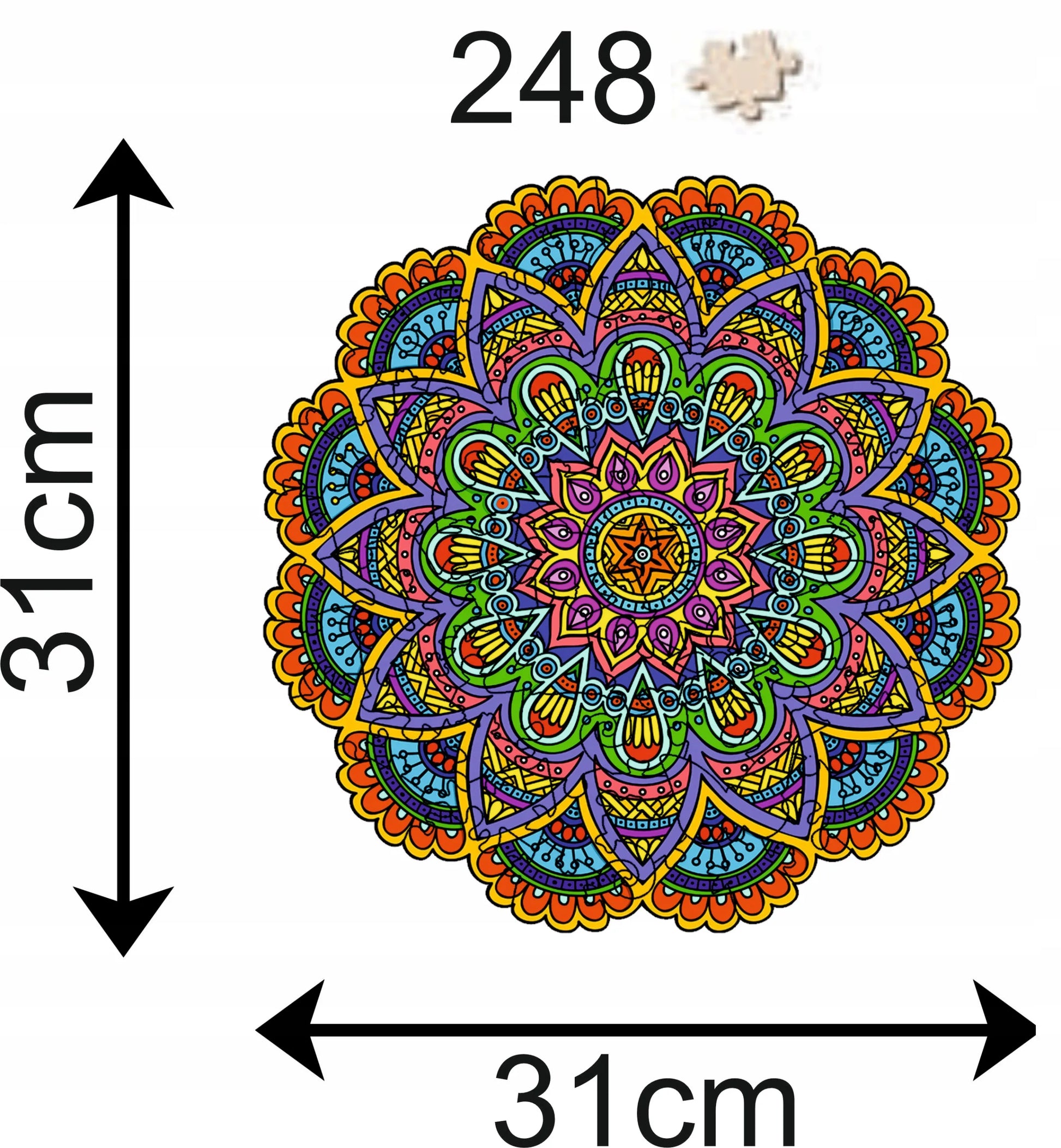 DIDELĖS MEDINĖS DĖLIONĖS 248 DETALIŲ MANDALA MEDINĖJE DĖŽUTĖJE