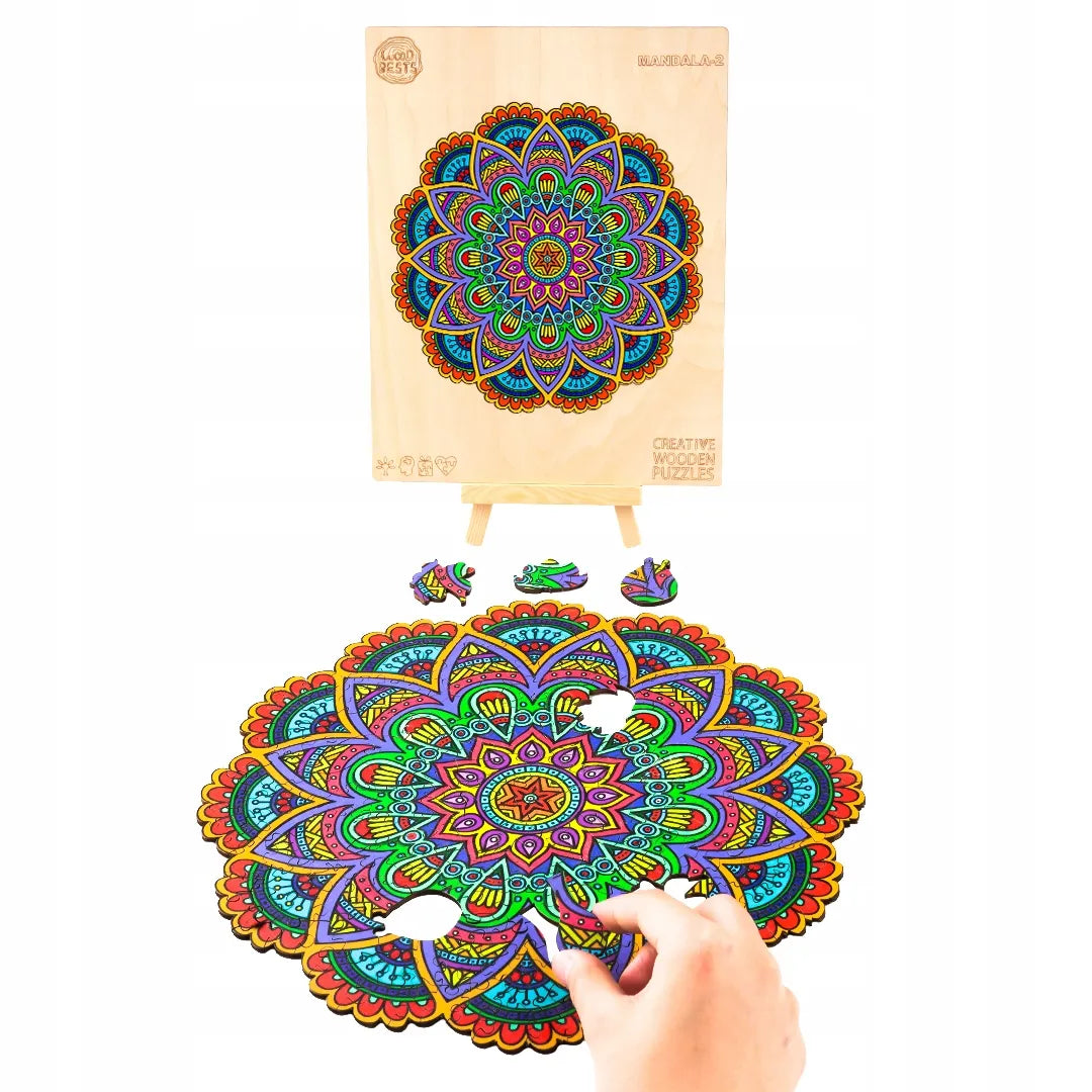 DIDELĖS MEDINĖS DĖLIONĖS 248 DETALIŲ MANDALA MEDINĖJE DĖŽUTĖJE